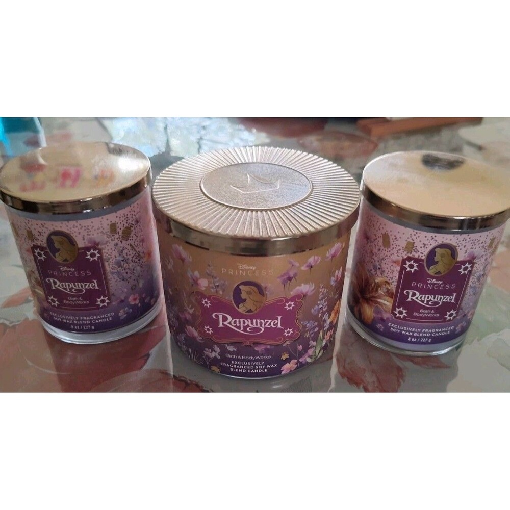 3 Candle's Bath & Body Works DISNEY PRINCESS RAPUNZEL (2) 8oz (1) 14.5 New